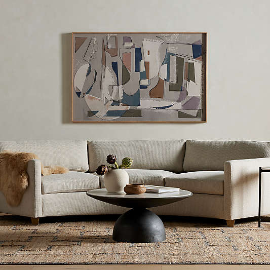 Dev Taupe Marble and Grey Metal Round Coffee Table (35"-47")