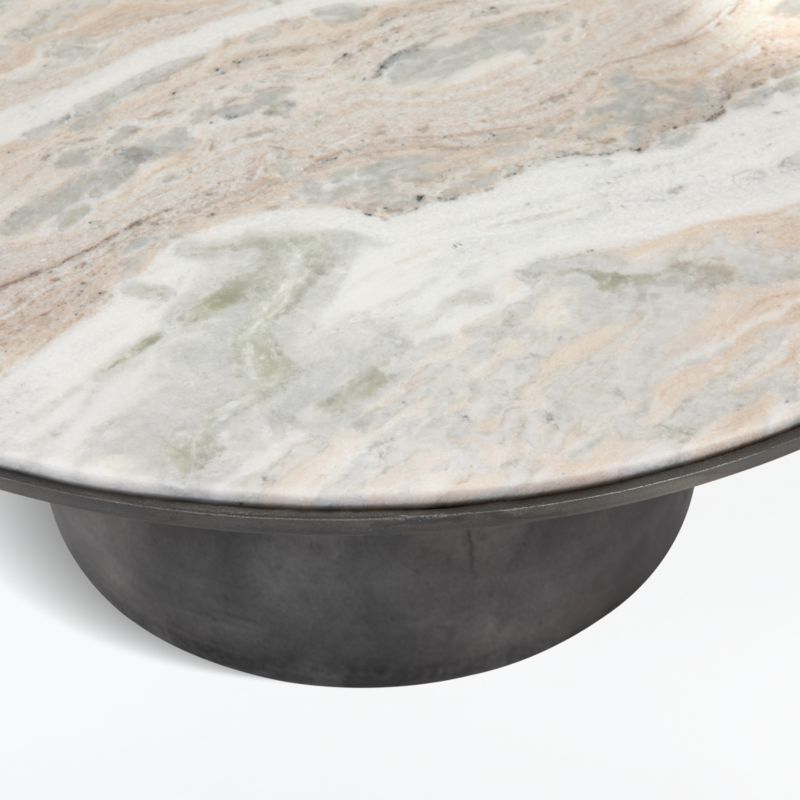 Dev Taupe Marble and Metal 35" Round Coffee Table