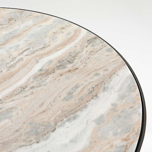 Dev Taupe Marble and Grey Metal 35" Round Coffee Table