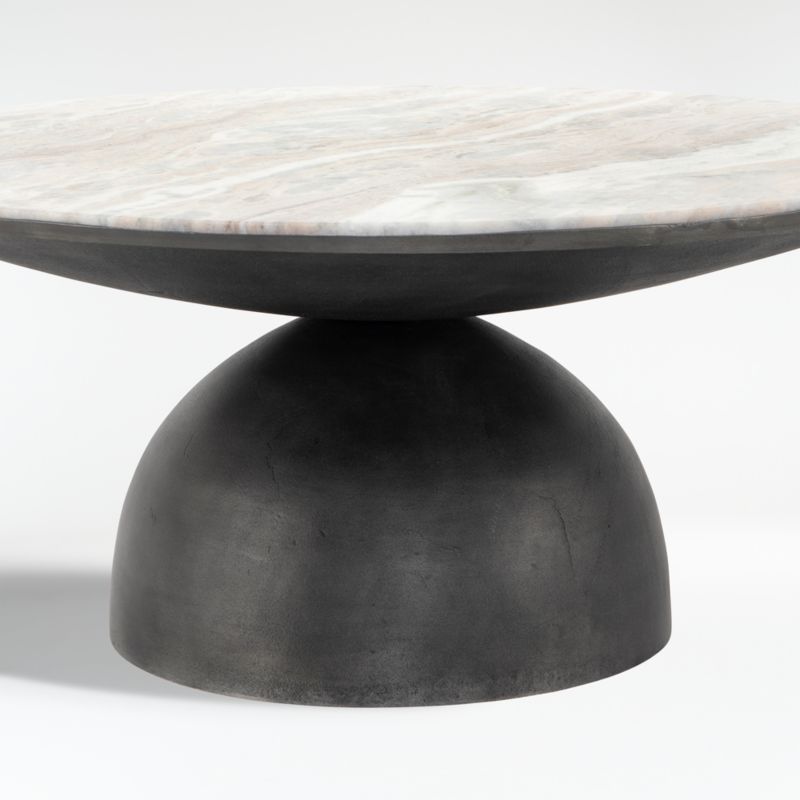 Dev Taupe Marble and Metal 35" Round Coffee Table