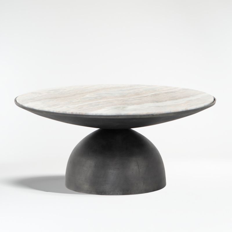 Dev Taupe Marble and Metal 35" Round Coffee Table