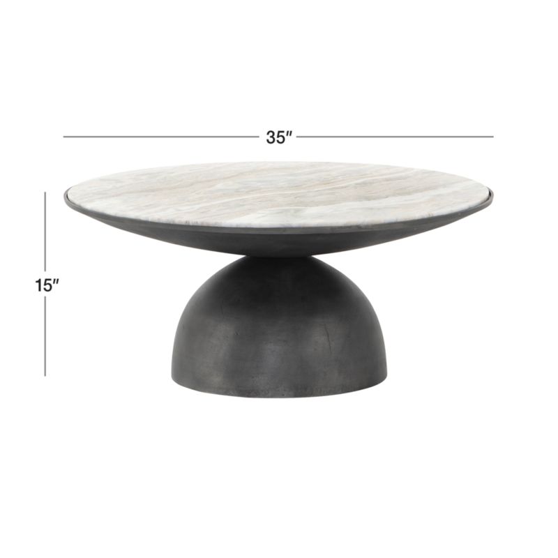 Dev Taupe Marble and Metal 35" Round Coffee Table