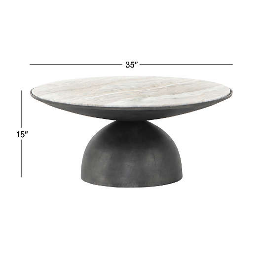 Dev Taupe Marble and Grey Metal 35" Round Coffee Table