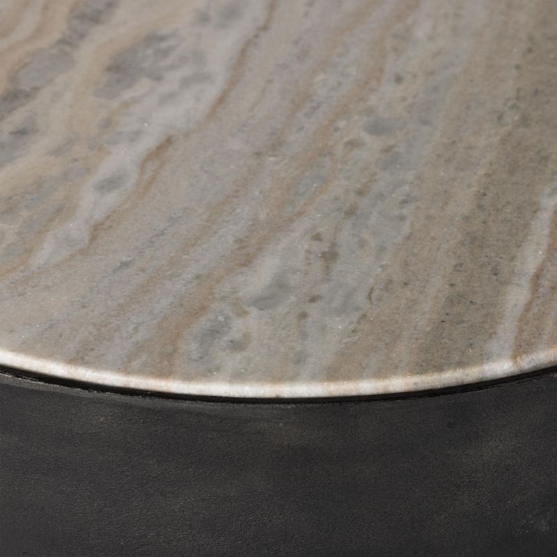 Dev Taupe Marble and Grey Metal End Table
