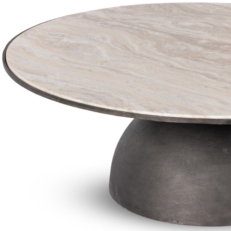 Dev Taupe Marble and Grey Metal 47" Round Coffee Table