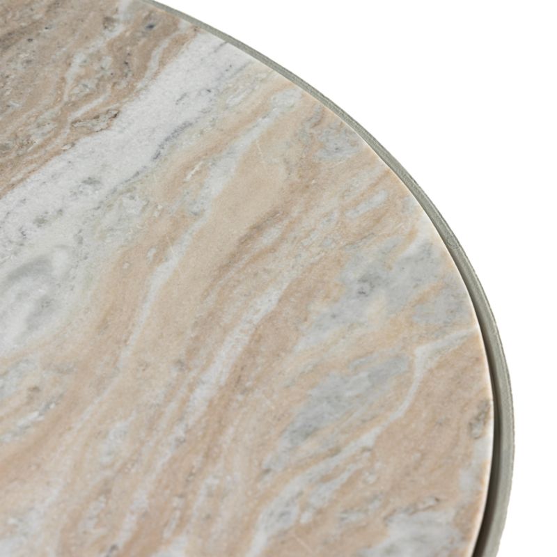 Dev Taupe Marble and White Metal 35" Round Coffee Table - image 4 of 10