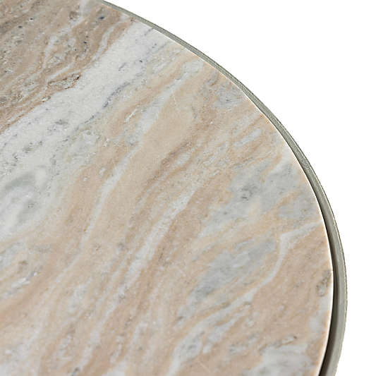 Dev Taupe Marble and White Metal 35" Round Coffee Table