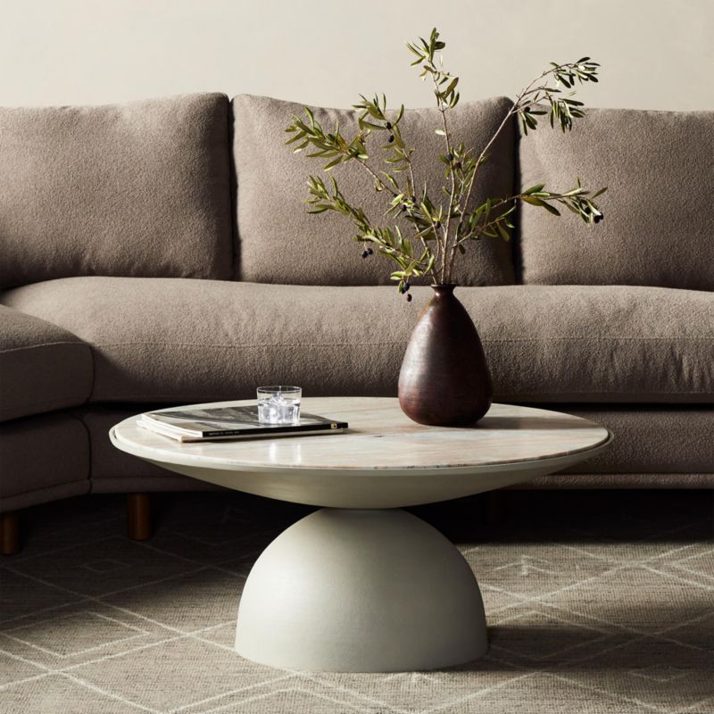 Dev Taupe Marble and White Metal 35" Round Coffee Table - image 5 of 10