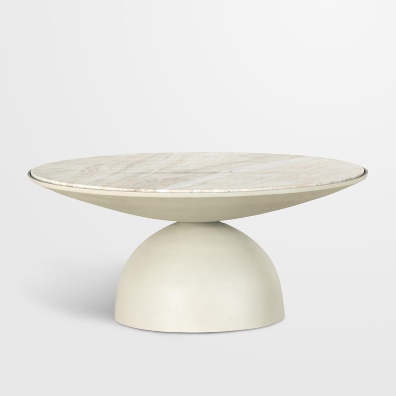 Dev Taupe Marble and White Metal 35" Round Coffee Table - image 0 of 10