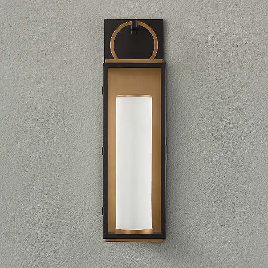 Devon Large Black & Brass Outdoor Wall Sconce Light
