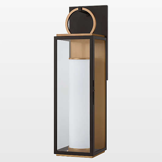 Devon Large Black & Brass Outdoor Wall Sconce Light