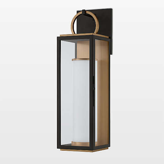 Devon Medium Black & Brass Outdoor Wall Sconce Light