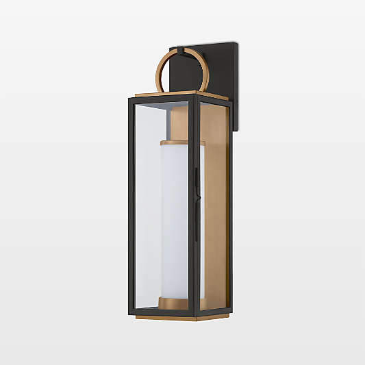 Devon Small Black & Brass Outdoor Wall Sconce Light