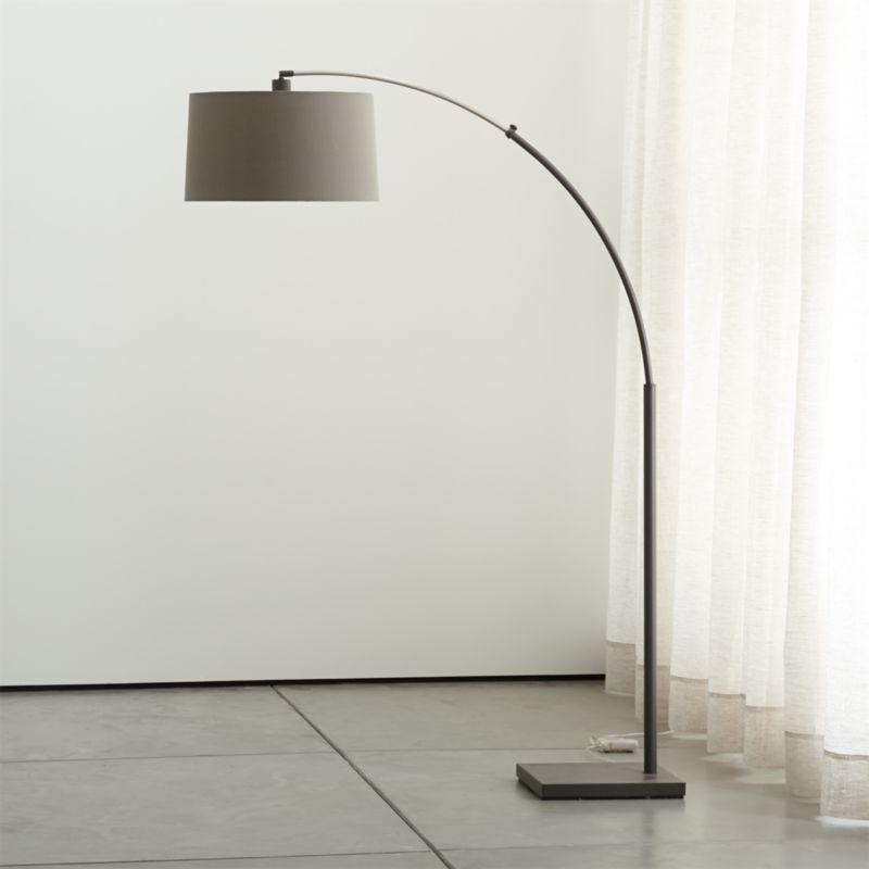 Dexter Arc Floor Lamp With Grey Shade, Gray Floor Lamp