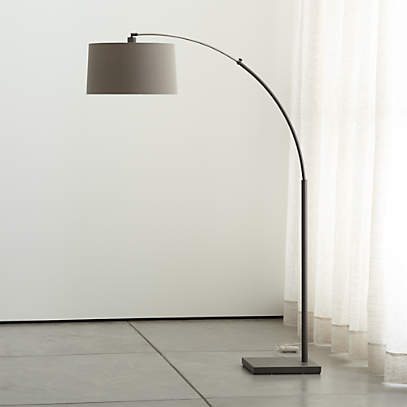 Dexter Arc Corner Floor Lamp With Grey, Standard Table Lamp Shade Size