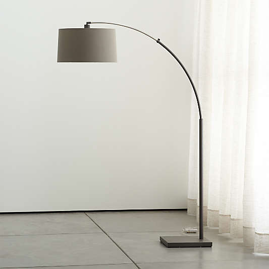 Grey Floor Lamps Crate Barrel   Dexter Arc Floor Lamp With Grey Shade 