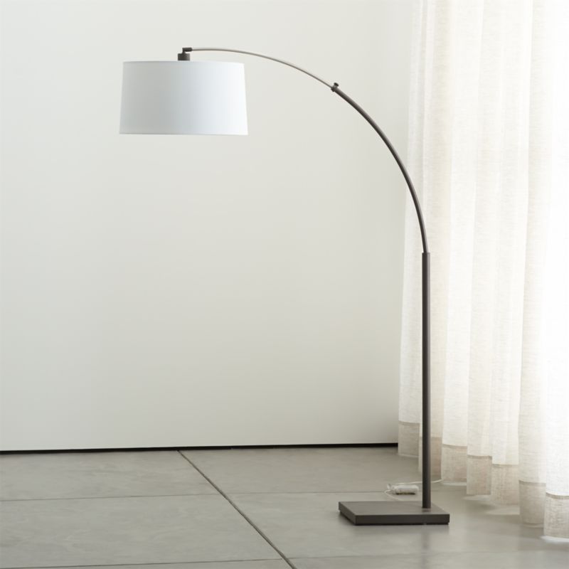 Dexter Arc Corner Floor Lamp with White Shade + Reviews | Crate & Barrel