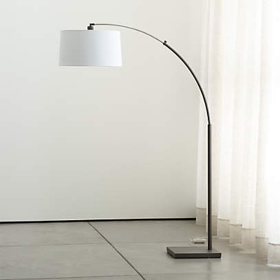 Dexter Arc Floor Lamp With White Shade, Black Arched Floor Lamp With White Shade