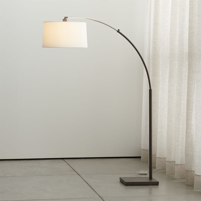 Meryl Arc Brass Corner Floor Lamp with Black Shade + Reviews