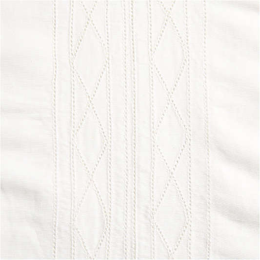 Crisp White Diamond Stitch EUROPEAN FLAX ™-Certified Linen Sheer Window Curtain Panel