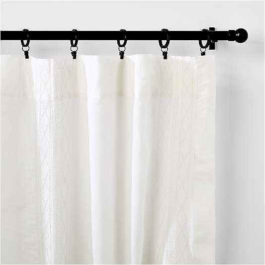 Crisp White Diamond Stitch EUROPEAN FLAX â„¢-Certified Linen Sheer Window Curtain Panel