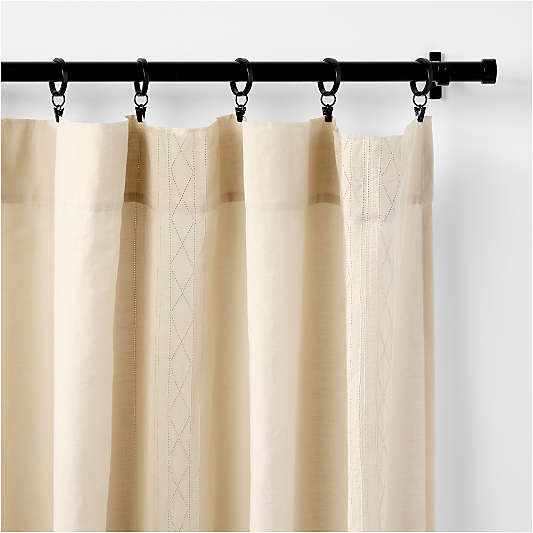 Natural Taupe Diamond Stitch EUROPEAN FLAX ™-Certified Linen Sheer Window Curtain Panel