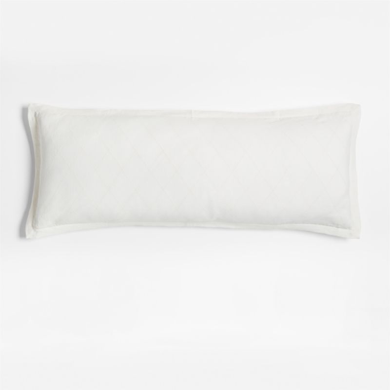 54x20 Diamond Linen White Body Pillow with Feather Insert by Jake Arnold