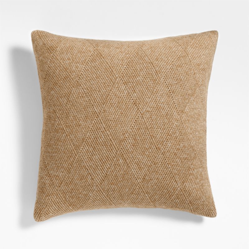 Diamond Knit 20"x20" Camel Tan Throw Pillow Cover - image 0 of 10