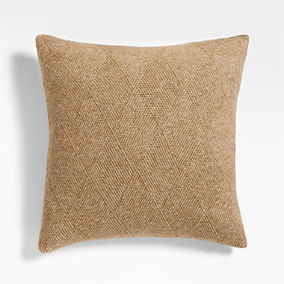 Diamond Knit 20"x20" Camel Tan Throw Pillow with Feather Insert