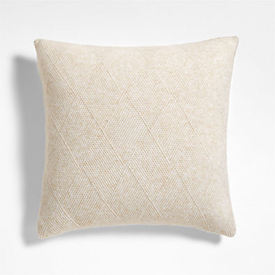 View Diamond Knit 20"x20" Travertine Beige Throw Pillow with Down-Alternative Insert details