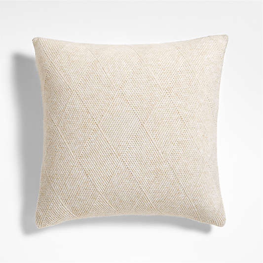 Diamond Knit 20"x20" Travertine Beige Throw Pillow with Down-Alternative Insert