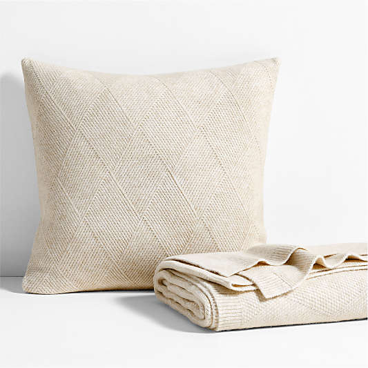 Diamond Knit 20"x20" Travertine Beige Throw Pillow