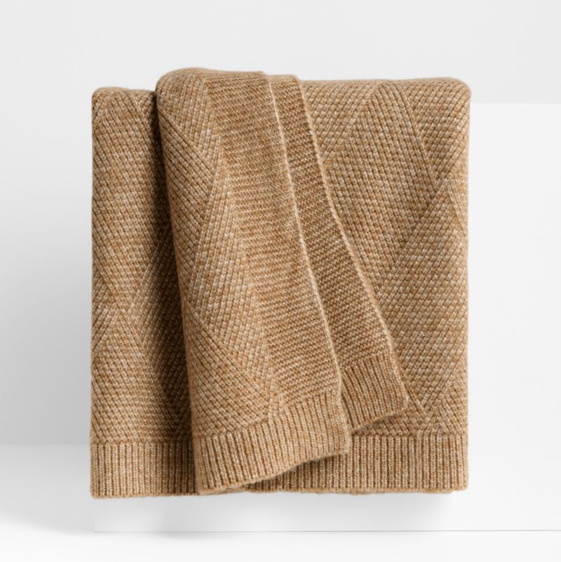 Viewing product image Diamond Knit 70"x55" Camel Tan Throw Blanket - image 1 of 4