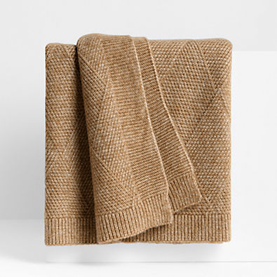 View Diamond Knit 70"x55" Camel Tan Throw Blanket details
