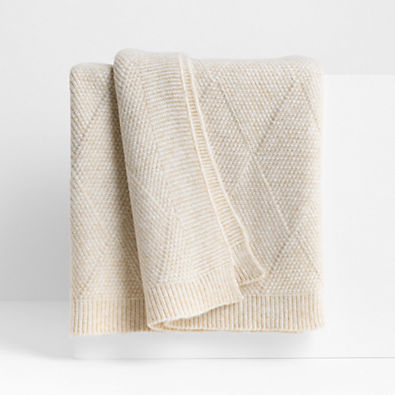 View Diamond Knit 70"x55" Travertine Beige Throw Blanket details