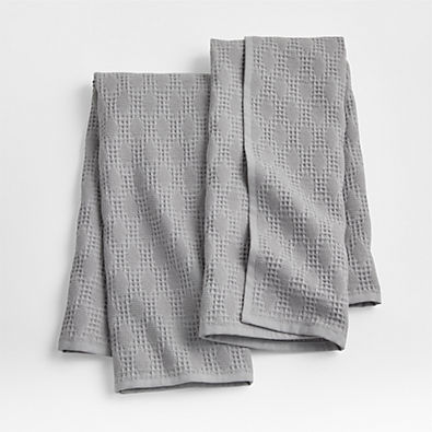 View Diamond Piqué Alloy Grey Dish Towels, Set of 2 details