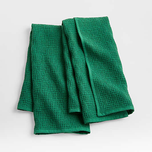 Diamond Piqué Eden Green Dish Towels, Set of 2