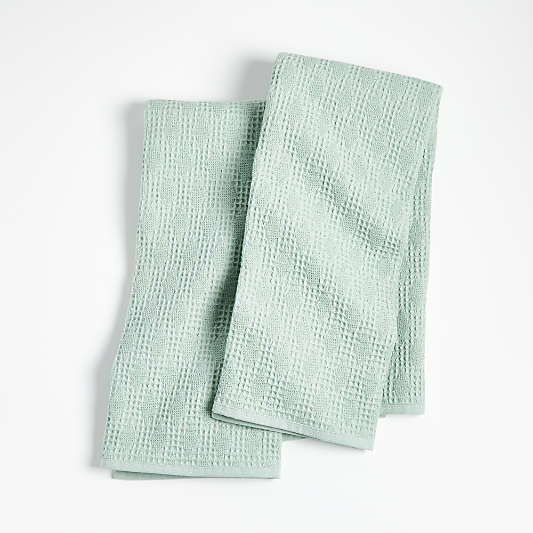 Diamond Pique Mint Dish Towels, Set of 2