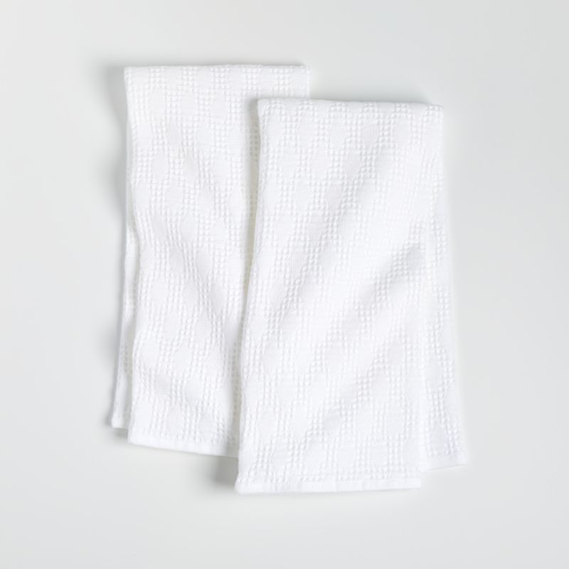 Diamond Pique White Tea Kitchen Dish Towels, Set of 2 + Reviews | Crate ...