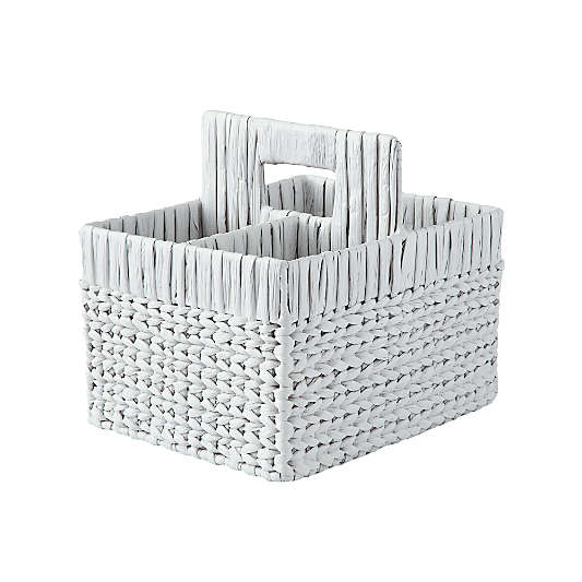 White Wicker Diaper Caddy