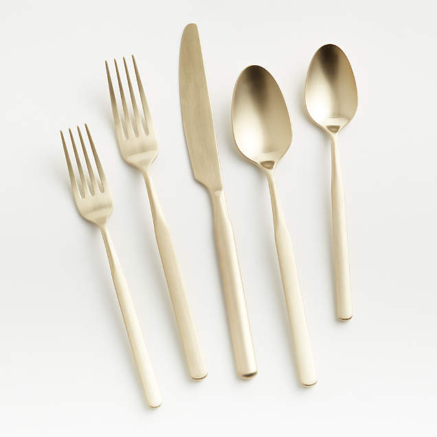 Cortland Holiday 20Piece Champagne Gold Flatware Set + Reviews Crate & Barrel