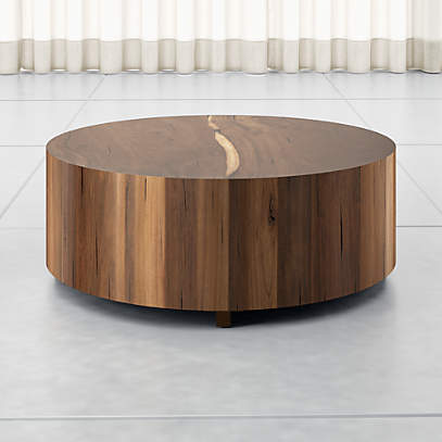 Dillon Natural Yukas Round Wood Coffee, Modern Wooden Coffee Table Round