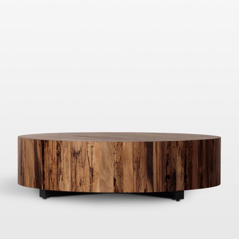 Dillon Natural Yukas Wood 55" Round Coffee Table + Reviews | Crate & Barrel