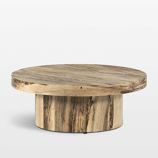 Dillon Spalted Primavera Wood 40" Round Pedestal Coffee Table