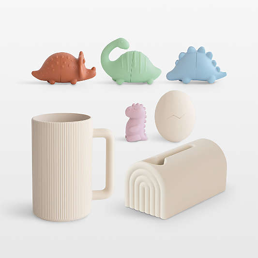 Mushie Dino Baby Bath Essentials Kit