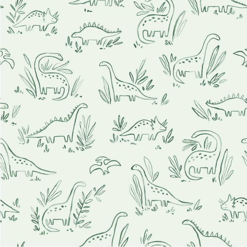 Chasing Paper Green Dinosaurs Peel and Stick Wallpaper 2' x 12' - image 1 of 4