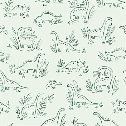 Chasing Paper Green Dinosaurs Peel and Stick Wallpaper Sample