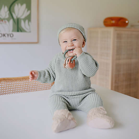 Mushie Dino Silicone Baby Teething Ring