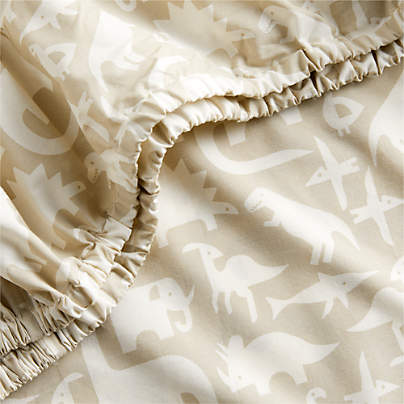 Stay Cool Dino Tower 100% Organic Cotton Baby Crib Fitted Sheet