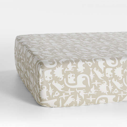 Stay Cool Dino Tower 100% Organic Cotton Baby Crib Fitted Sheet